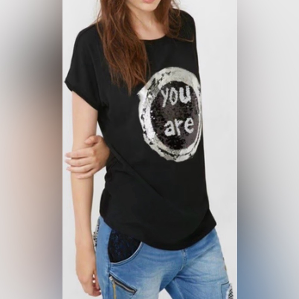 Desigual Sequins Graphic Tee